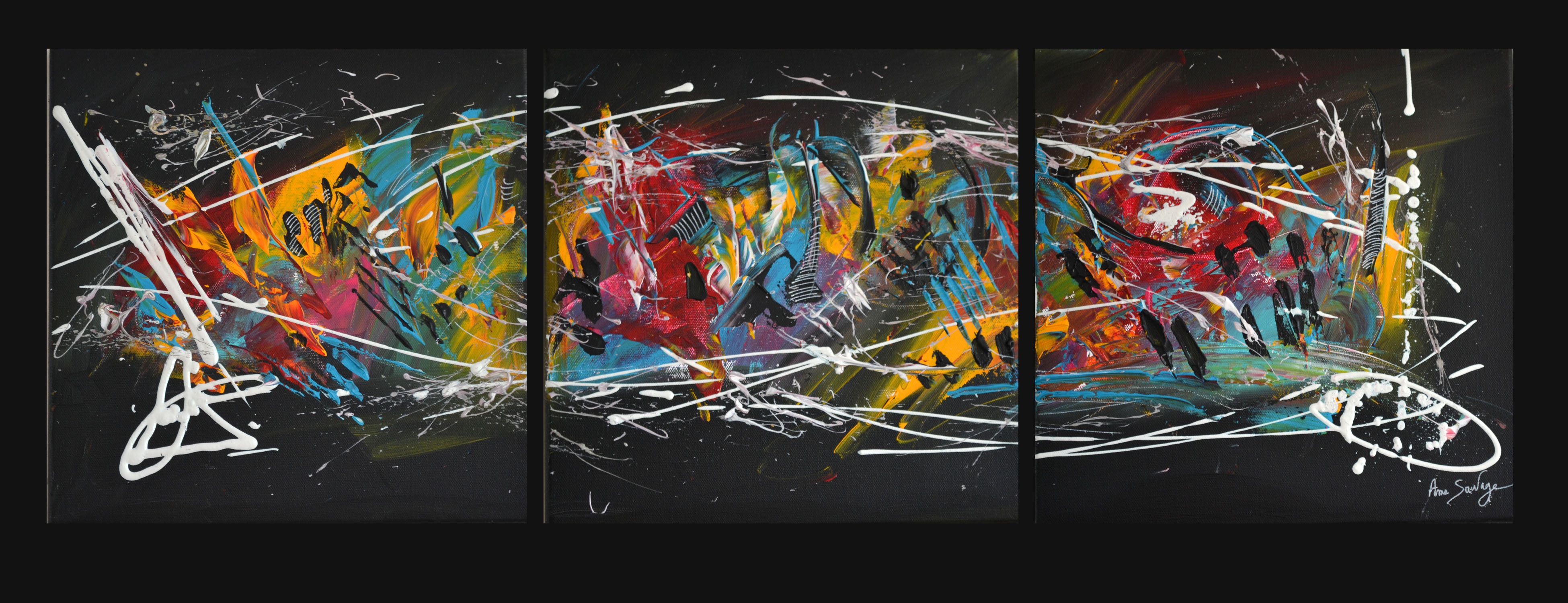 tableau triptyque moderne flashy